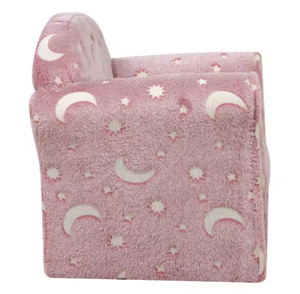 Silla infantil rosa, sillón para niños con diseño de estrellas y luna, relleno de espuma suave, diseño de seguridad antideslizante que brilla en la oscuridad - Product Image 4