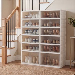 Scarpiera Pieghevole a 6 Livelli con Ante Trasparenti, Montaggio Senza Attrezzi, Organizzatore per Scarpe in PS per Ingresso e Armadio, Grande Capacità per Viaggi - Product Image 3