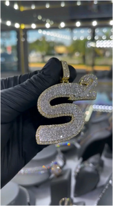 Colgante de Moissanita de Plata de Ley 925 Chapado en Oro de Lujo con Letra Inicial Personalizada, Joyería Hip Hop para Raperos, Uso Diario Unisex, Certificado GRA - Product Image 3