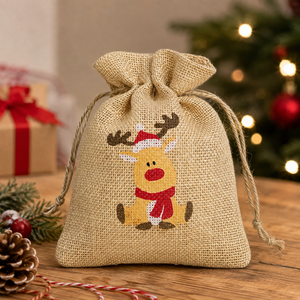 Pochette cadeau en jute naturelle avec cordon de serrage 13x18 cm, impression de logo personnalisé, petit sac d'emballage, vente en gros, marque privée, fourniture OEM - Product Image 6