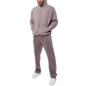 Conjunto Deportivo Gris con Capucha para Hombre, Pantalones Largos con Bolsillos Laterales, Ropa Casual de Otoño, 100% Poliéster Transpirable, Corte Regular - Product Image 1