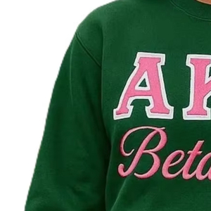 Sudadera Personalizada de Forro Polar Ecológico de 400 Gramos para Mujer, de la Hermandad Alpha Kappa Alpha, Otoño/Invierno, Color Sólido, Opción Frontal Rosa Verde - Product Image 4