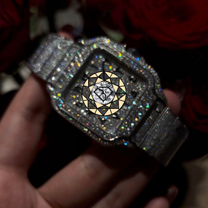 Montre Hip Hop Lab Diamond à cadran carré, mouvement à quartz analogique, pour influenceurs de mode, artistes musicaux et professionnels du divertissement - Product Image 2