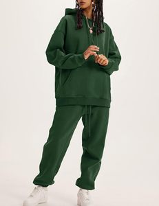 Ensemble de survêtement unisexe léger 100 % coton 450 g/m² coupe ample pour homme, avec capuche super empilée, grande taille, pour l'hiver, décontracté, couleur unie - Product Image 6