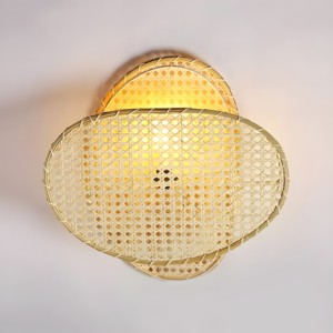 Rattan wall lamp decorative <b>sconce</b> <b>lighting</b> accessory competitive price natural wall-mounted lamps - Product Image 1