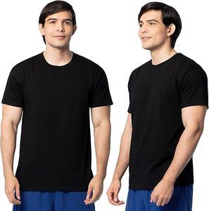 Camiseta de Algodón Lisa de Corte Regular para Hombre, Cuello Redondo, Manga Corta, Estilo Casual, Tejido de Punto, Teñido Liso - Product Image 3