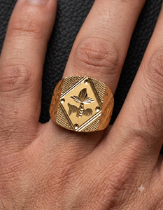 Luxury 22k Solid Gold Modern Wedding Signet <b>Ring</b> <b>Men</b> Custom Engraved Emblem Statement Heavy Pure Yellow Gold Fine Jewelry Arabic - Product Image 1