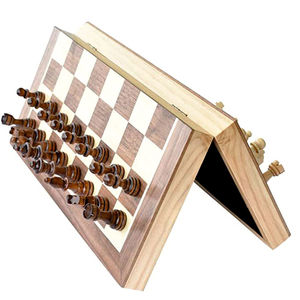 Juego de Ajedrez de Madera Plegable Portátil con Almacenamiento Interno Magnético 2 en 1, Juego de Mesa Clásico Hecho a Mano, Regalo de Ajedrez Internacional - Product Image 2