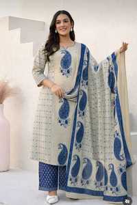 Premium 100% Cotton Sanganeri Print Three Piece Suit for Women with <b>Dupatta</b> Ethnic Wear Wholesale - Product Image 3