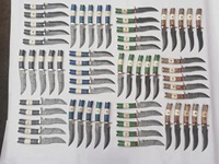 Couteaux à désosser OEM faits main de qualité industrielle en acier Damas, pointe tombante, manche bois et os, longueur totale 10 pouces, étui en cuir