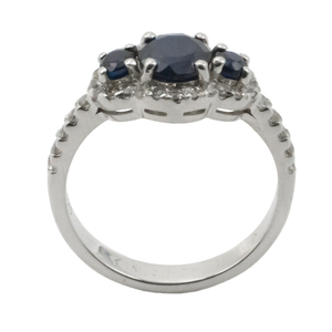 Bague Statement en Argent 925 Plaqué Rhodium avec Saphir Bleu Foncé pour Femme, Bijou de Soirée - Product Image 2