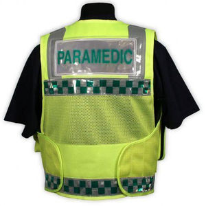 Gilet de sécurité réfléchissant haute visibilité pour paramédicaux avec poches et bordure à carreaux, uniforme unisexe, utilisation toutes saisons - Product Image 3