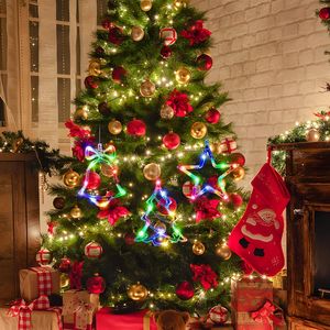 Lot de 3 lumières de Noël LED multicolores à piles pour fenêtre, décoration intérieure avec ventouse pour arbre, cheminée, décorations de Noël, avec minuterie - Product Image 3