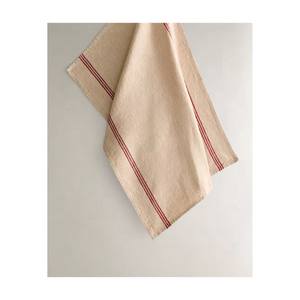 Personnalisable 100% Coton Brodé Golf 20x30 140 GSM Séchage Rapide Durable Lavable en Machine Beige Avec Rayures Rouges Torchons - Product Image 1