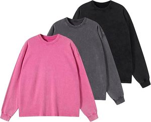 เสื้อสเวตเชิ้ตโอเวอร์ไซส์ผ้าฝ้าย 100% หนัก 400GSM แบบย้อมสีเอซิด ปักลายตามสั่ง สไตล์วินเทจ ล้างสีแบบมิเนอรัล ทรงไหล่ตก สำหรับฤดูใบไม้ผลิ - Product Image 2