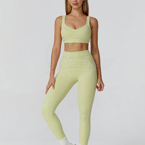 Casual Women Solid Front Yoga Sets Comfortable Stretch Clothing Matching <b>Top</b> <b>and</b> <b>Leggings</b> for Daily Wear Yoga Practice Fitness - Product Image 2