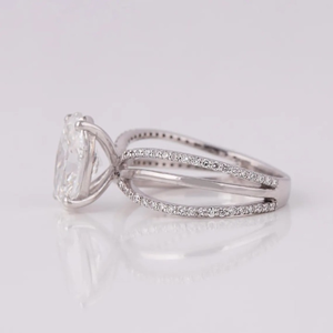 แหวนหมั้นเพชรทรงรี 3.35 กะรัต ทองคำขาว 14K ตัวเรือนแบบแยกส่วน ได้รับการรับรองจาก IGI เหมาะสำหรับเป็นของขวัญในงานปาร์ตี้ - Product Image 4