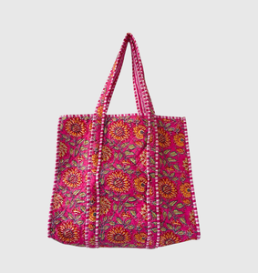 Sac fourre-tout en coton à motif floral avec broderie, design ouvert, pour le shopping toutes saisons, style bohème - Product Image 1
