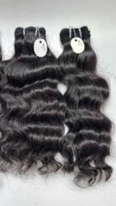 RVHHE A26 Extensiones de Cabello Remy Indio Natural Ondulado para Templo, Doble Trama a Máquina, Teñido, 100g/unidad, Solo Colores Más Oscuros - Product Image 4