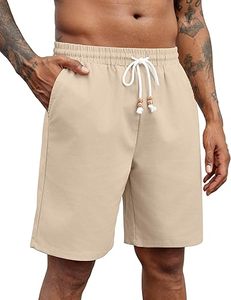 Men's Moisture-Wicking <b>Stretch</b> Chino <b>Shorts</b> Front Custom Logo Button Fly Casual Mid Waist Polyester Summer Wear - Product Image 1