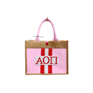 Bolso tote de yute con diseño personalizado, letras universitarias, letras personalizadas con cuentas, bolso tote bordado con cuentas, bolsillo interior, bolso de moda. - Product Image 3