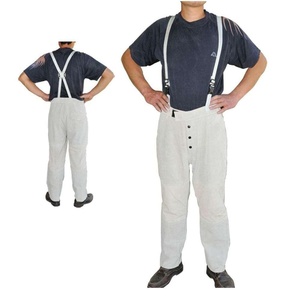 Premium Quality <b>White</b> Cowhide Split Leather Fire Resistant Welding <b>Trouser</b> CE Certified Industrial Safety Level Protection - Product Image 1