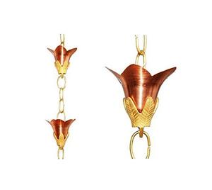 Cadena de lluvia de hierro hecha a mano para el flujo de agua de lluvia en techos exteriores con diseño artístico para decoración de jardines y patios. - Product Image 5