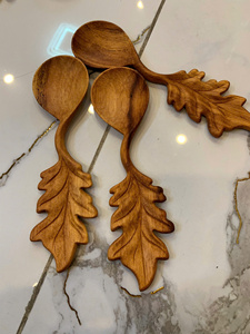Vietnam Handcrafted Scoop Leaf Wooden <b>Spoon</b> Solid Wood Material for Sugar Salt Tea Scoop Kitchen <b>Serving</b> Decor - Product Image 2