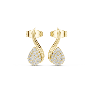 Pendientes de Oro Sólido 9K de Lujo con Flor y Diamantes para Mujer - Ideales para Bodas, Compromisos, Aniversarios y Ocasiones Especiales - Product Image 1