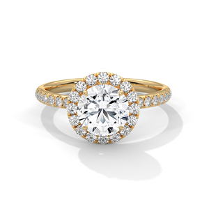 Factory Price GRA Certified Women <b>Ring</b> <b>Crafted</b> From 14k Yellow Gold Featuring Round Cut Lab Grown Diamond & Paved Set Band - Product Image 1