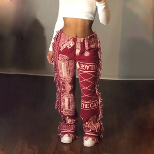 Pantalones Largos de Mezclilla para Mujer, de Tendencia Transfronteriza, de Cintura Media, con Bordado Deshilachado, Ajustados, Transpirables, Ecológicos, con Agujeros Desgastados que Realzan la Estética - Product Image 5
