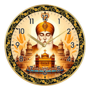 Luxury Personalized Guru Nanak Dev Ji Wall Clock Gold Finish Plastic Home Decor <b>Gift</b> <b>Set</b> for Christmas & Mother's Day - Product Image 3