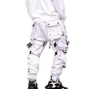 Pantalon Cargo Techwear Blanc Homme 2026 Multi-Poches Bretelles Tactiques Boucles Streetwear Joggers Hip Hop Urbain Style Cyberpunk - Product Image 4