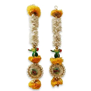 Handmade Yellow <b>Flower</b> <b>Wall</b> Hanging with Tassels for Indoor Wedding Decor Traditional Entryway Decoration - Product Image 1