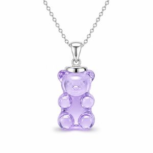 Colorful Epoxy Resin Gummy <b>Bear</b> Necklace with Link Chain Translucent Acrylic Animal Choker for Daily Wear - Product Image 2
