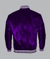 Veste universitaire en satin violet pour homme, col montant, manches longues, veste de baseball respirante, coupe-vent, vêtement d'extérieur pour l'hiver