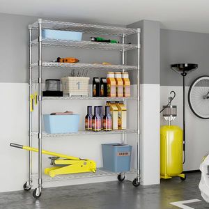 Scaffalatura in Acciaio a 6 Ripiani Certificata NSF con Ruote, Smontabile e Facile da Montare, Scaffali per Garage - Product Image 1
