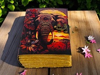 400-seitiges handgefertigtes Elefanten-Mandala-Leder-Tagebuch mit Schloss, Boho-Notizbuch, Schreibtagebuch für Schriftsteller, Künstler, Geschenk
