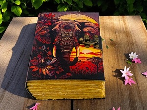 400 pages Handmade Elephant Mandala Leather Spiritual Journal <b>with</b> <b>Lock</b> Boho Notebook Writing Journal for Writers, Artists gift - Product Image 1