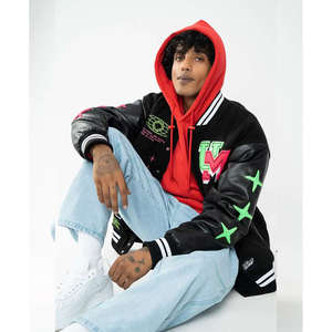 Chaqueta Varsity Letterman de Alta Calidad Hecha a Medida con Diseño de Graffiti para Hombre, Estilo Urbano, Chaqueta Varsity de Béisbol con Bordado - Product Image 3
