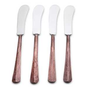 Stainless Steel Butter <b>Knife</b> <b>Set</b> 4pc Wood Handle Sheepsfoot Blade Straight Edge Kitchen <b>Knives</b> - Product Image 3