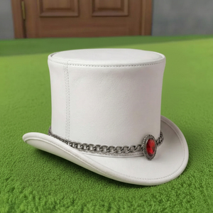 Chapeau haut de forme en cuir blanc fait main de qualité supérieure, idéal pour mariage, gothique, steampunk, cosplay, victorien - Product Image 5