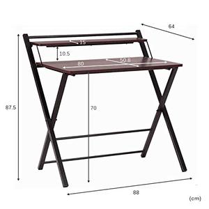 Table d'étude pliable en bois avec étagère et structure métallique - Product Image 2