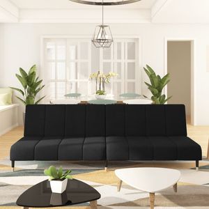 Sofá Cama de 2 Plazas en Terciopelo Negro 100% Poliéster con Detalles en Madera y Metal - Product Image 1