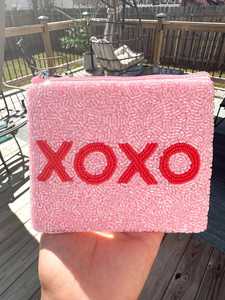 Porte-monnaie rectangulaire rose fait main avec perles XOXO, cadeau artisanal pour la Saint-Valentin - Product Image 5