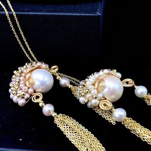 Offre spéciale Fête Nationale : Ensemble collier et boucles d'oreilles style opéra chinois rétro avec perles de culture d'eau douce pour femme - Product Image 2