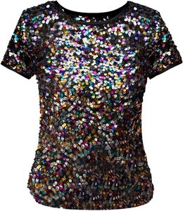 Urban Fashion High Street Wear Comfortable Lady Tee Stylish Womens Printed T Shirt Glitter Logo Sparkle Design Short Sleeve - Product Image 1