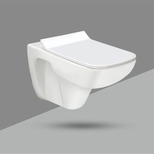 WC suspendu mural en céramique carré, élégant, à chasse d'eau par gravité, avec siphon en P, toilette flottante de luxe - Product Image 4