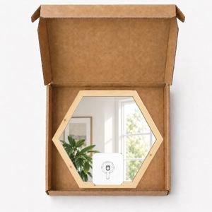 Modern Pine Wood Hexagon Wall Mirror DIY Eco-Friendly Frame Mini Accent <b>Decor</b> for Bedroom Living Room <b>Bathroom</b> Home Wall <b>Decor</b> - Product Image 3
