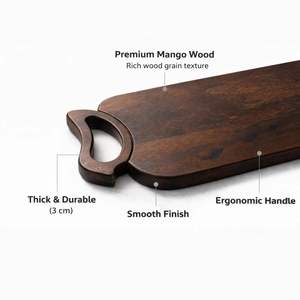 Planche à découper en résine avec manche en bois, rectangulaire, brun foncé, pour la préparation culinaire, passe au lave-vaisselle, épaisseur 1,5 cm - Product Image 4